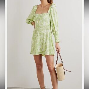 FAITHFULL THE BRAND Arianne Lime Green Mini Dress